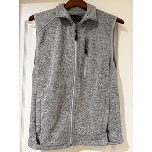 Victory Sportswear Mens Gray Sweater Fleece Full Zip Vest Mock Neck Size Medium